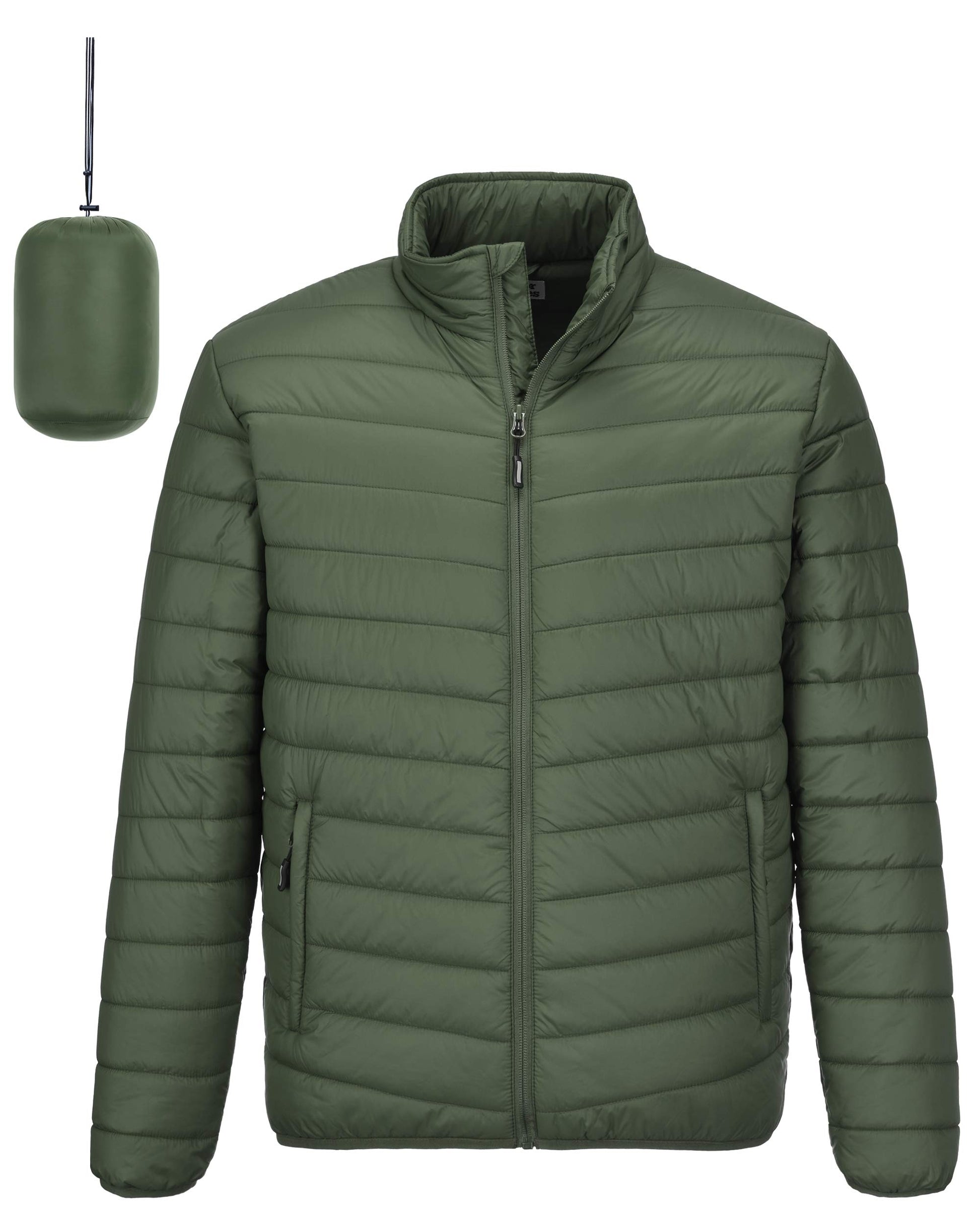 Outdoor Ventures Men's Lightweight Packable Puffer Winter Jacket Insulated Puffy Coat for Snow Ski
