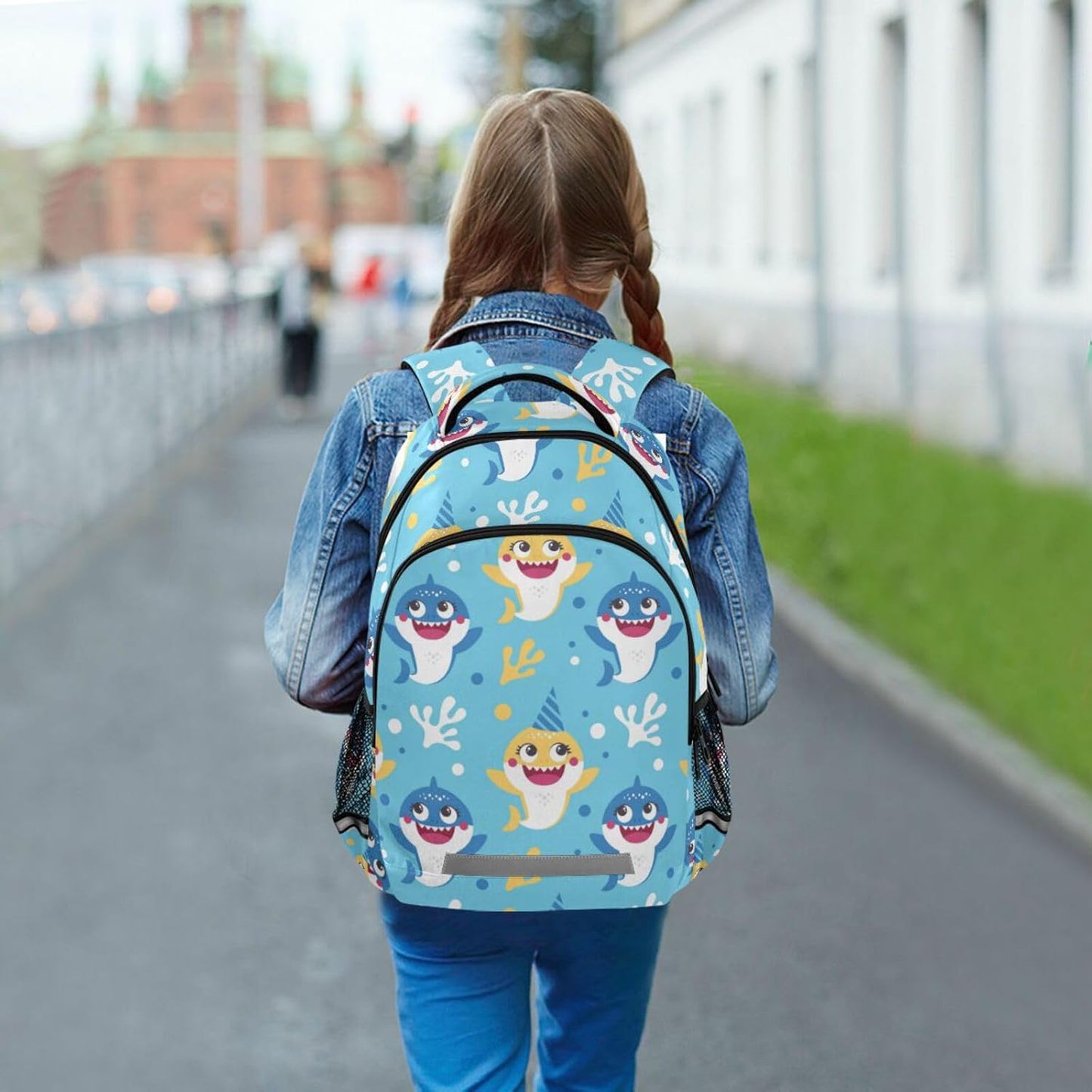 Cute Shark Backpack for Boys Girls Elementary School Bag Kids Bookbag Travel Rucksack