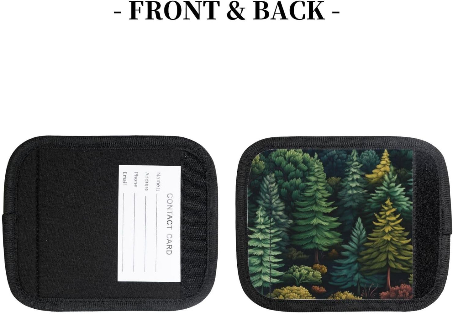 Luggage Handle Wraps Forest Pines Tree Pattern Luggage Identifiers Soft Neoprene Luggage Handle Wraps For Suitcase Trolley Handle Grip Cover 2 Pack Luggage Tags