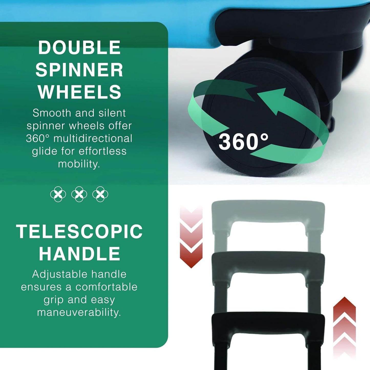 24 Inch Luggage with Spinner Wheels, Hard Shell Suitcase with TSA Locks for Luggage, Travel Large Suitcase, Expandable Hard Shell Suitcases, Teal