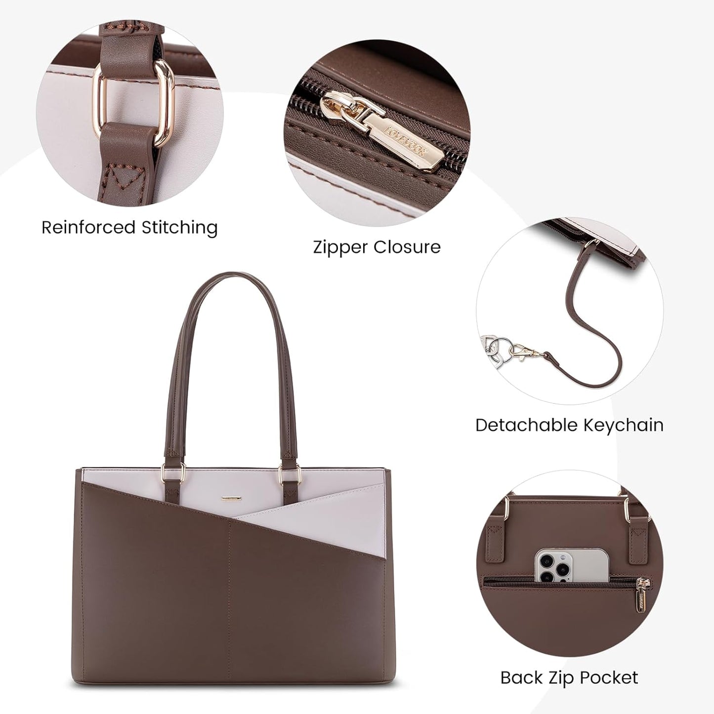 LOVEVOOK Laptop Tote Bag for Women, Office Work Bag Briefcase fit for 15.6 inch Laptop, Large