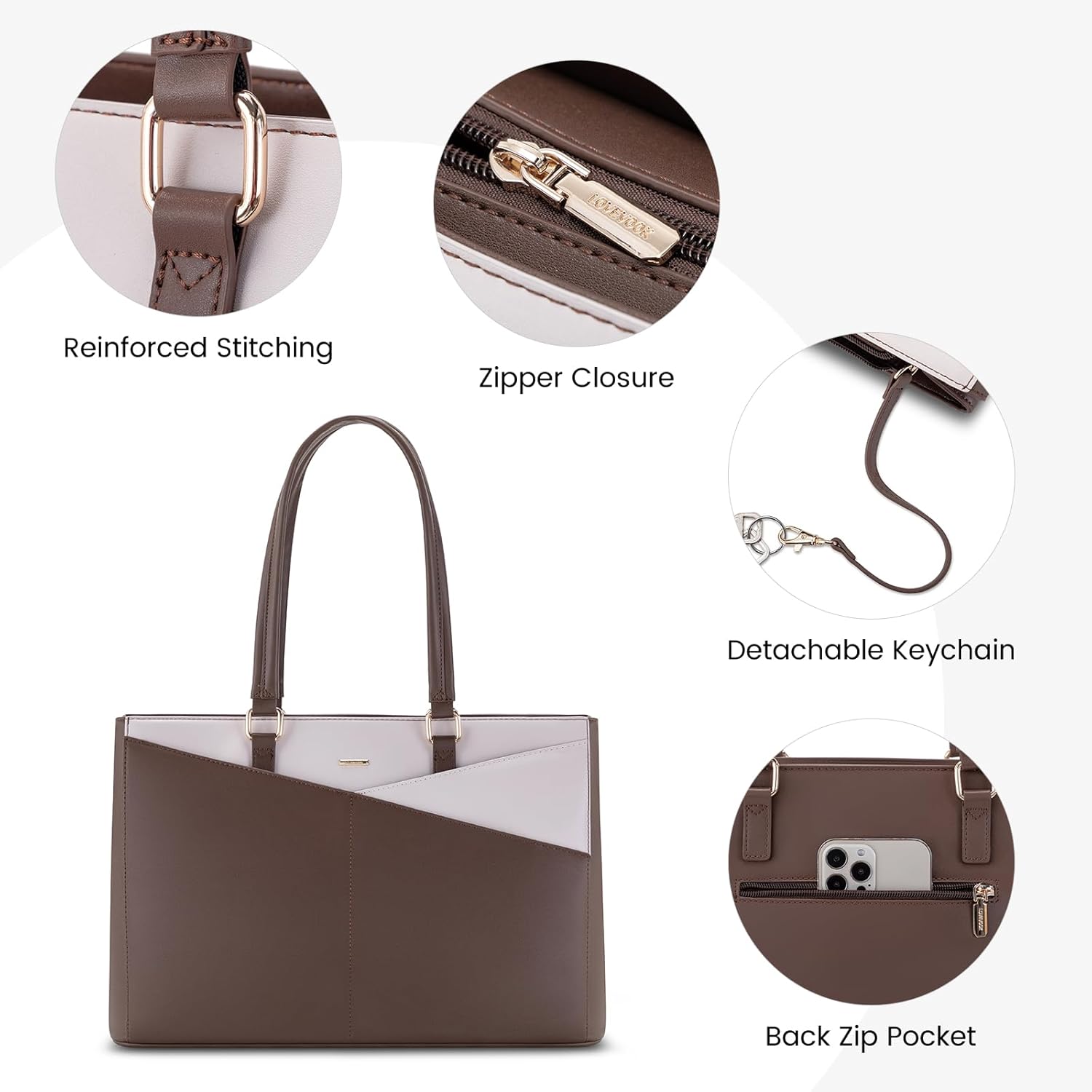 LOVEVOOK Laptop Tote Bag for Women, Office Work Bag Briefcase fit for 15.6 inch Laptop, Large