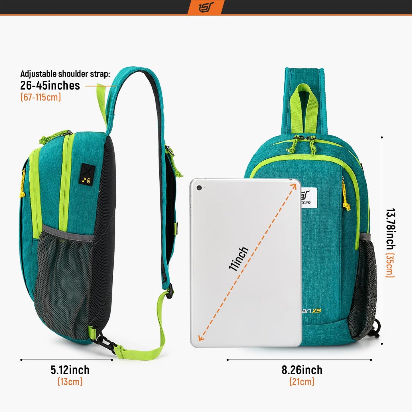 SKYSPER Sling Backpack with RFID Pocket Lightweight Crossbody Bag for Hiking Travel Shoulder Chest Bag for Men Women