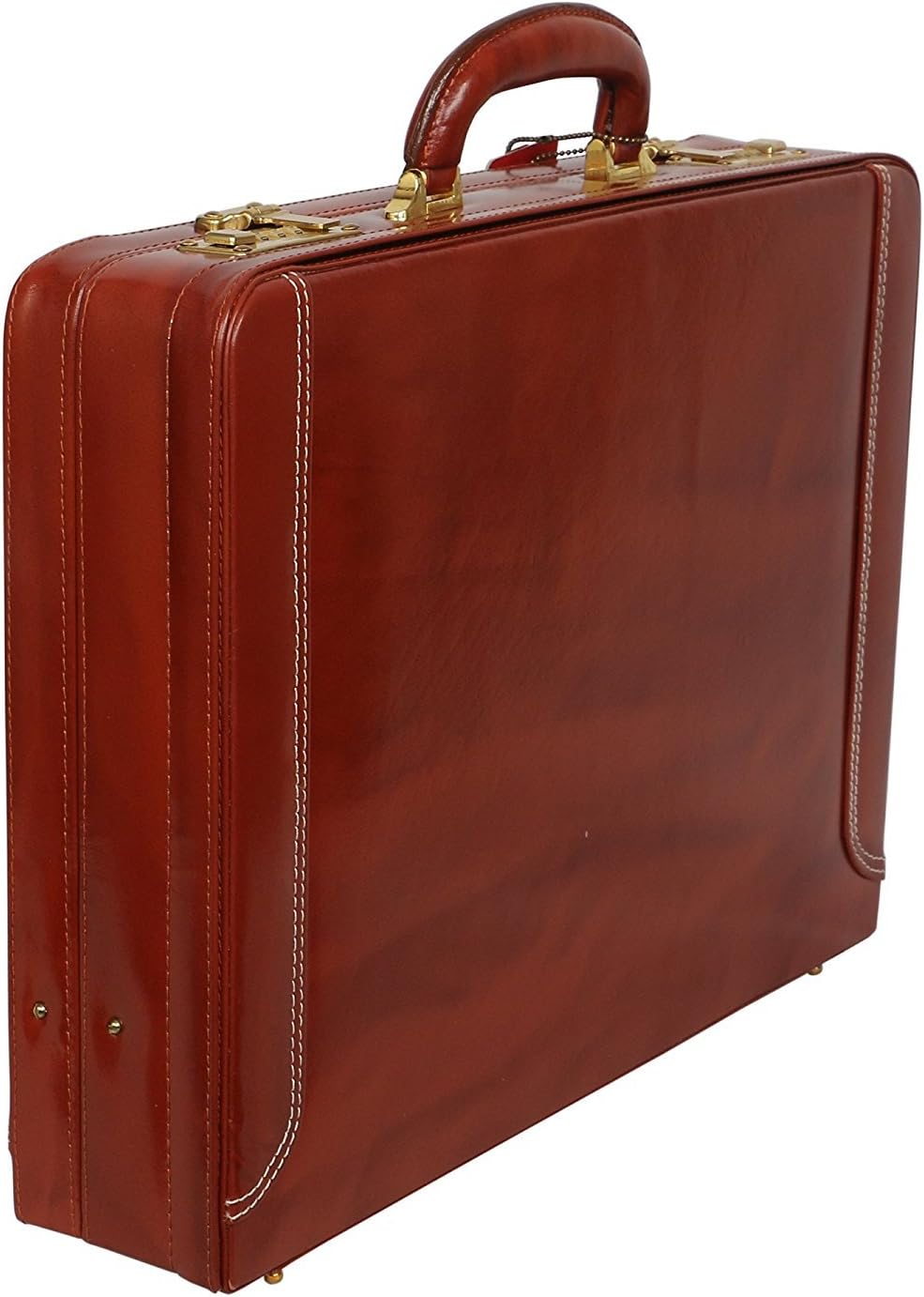 Full Grain Leather Briefcase Attache Case For Unisex Size L18 x W5 x H12 Inches Expandable Briefcase Bag