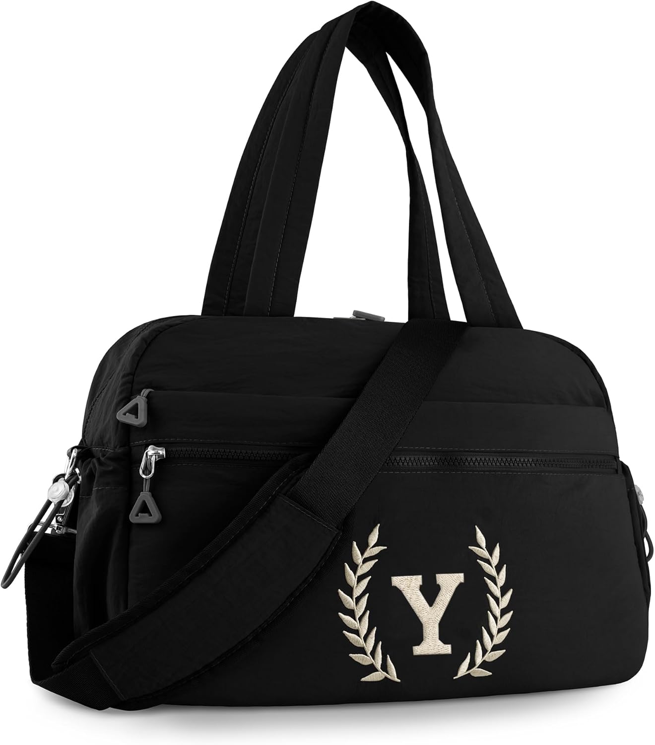 Gym Duffle Bag for Women – Embroidered Custom Initial Sports Bag for Men – Personalized Travel & Workout Duffel with Luggage Sleeve – Thoughtful Gift for Mom, Girl, Daughter, Mother (Black, Y)