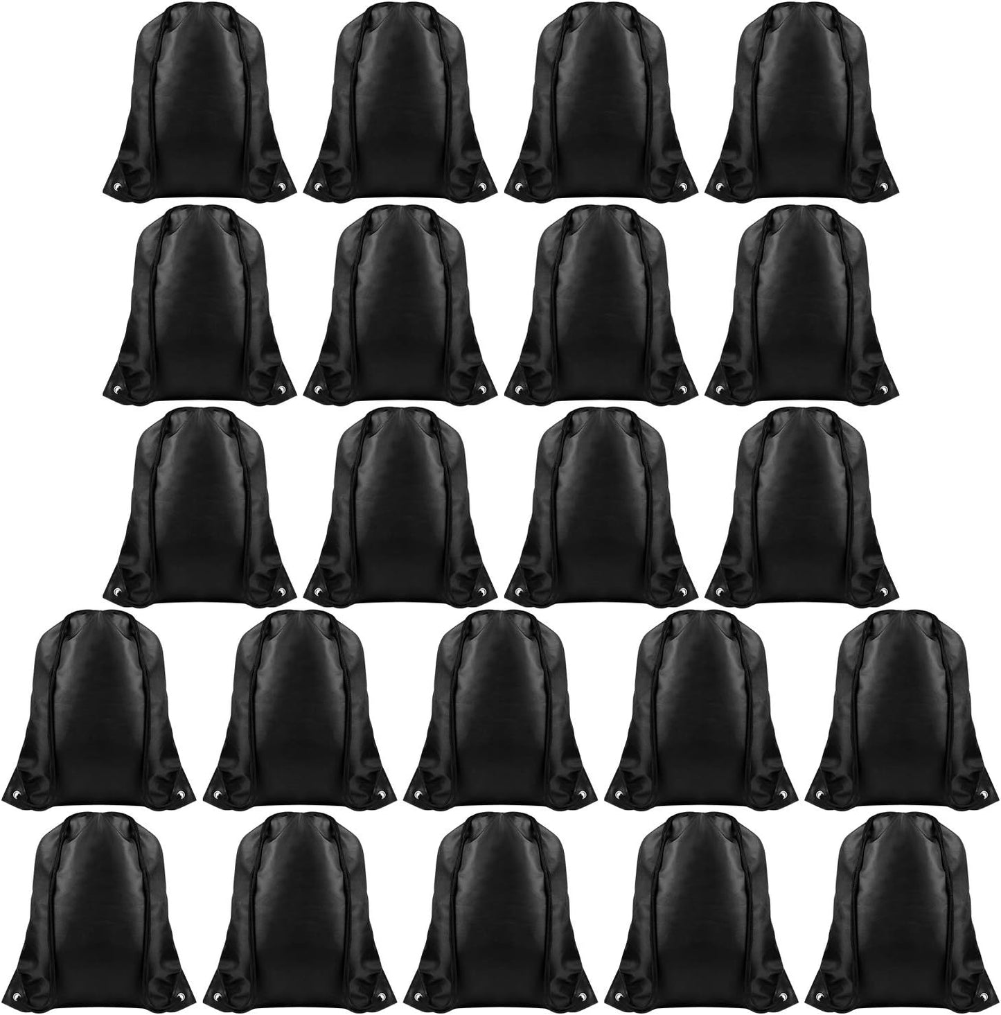 FEPITO 22 Pack Drawstring Bags String Backpack Bulk School Backpack Bag Sack Cinch Bag Sport Bags for Gym Traveling (Black)
