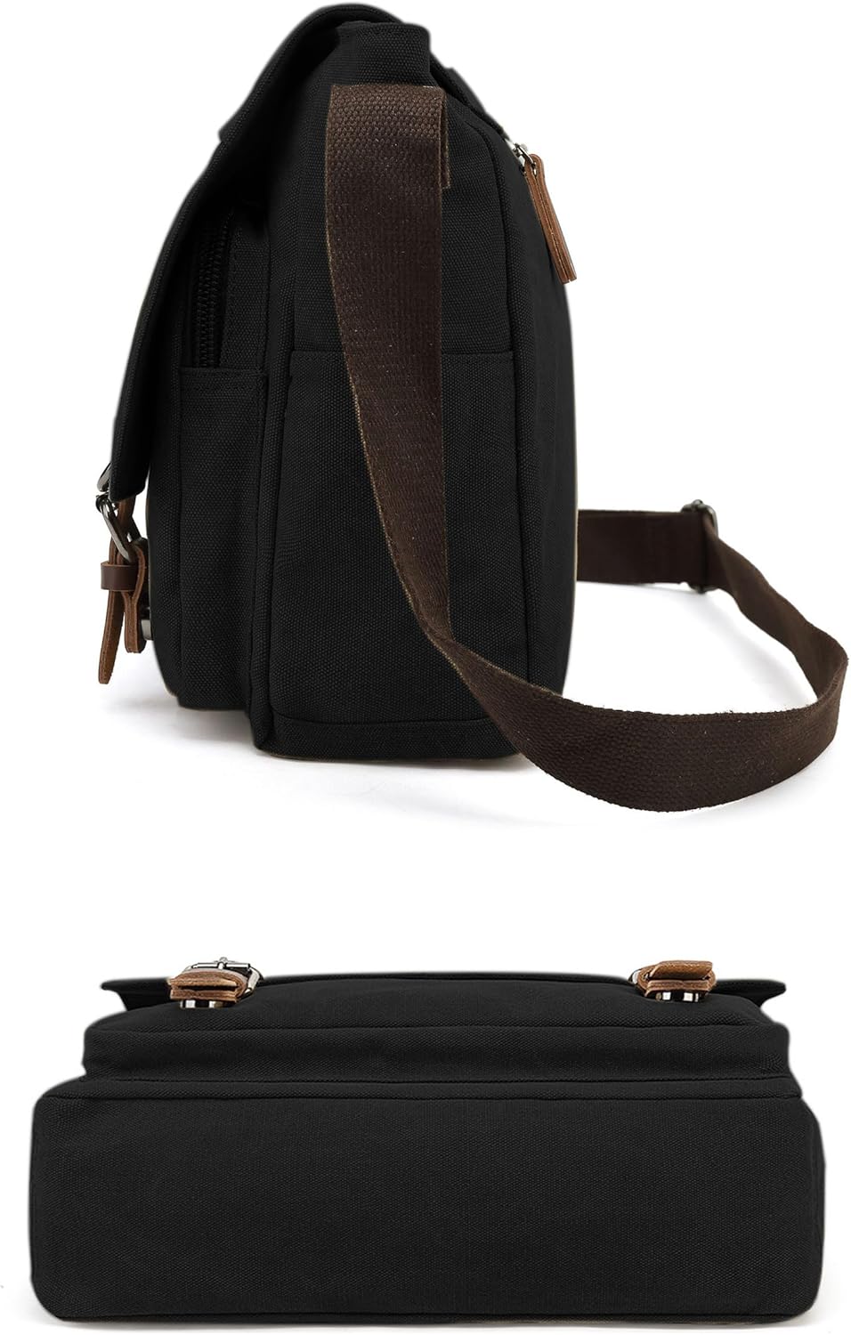 Sechunk Canvas Vintage Messenger Bag Shoulder bag Leather Large Travel Crossbody bags for men women