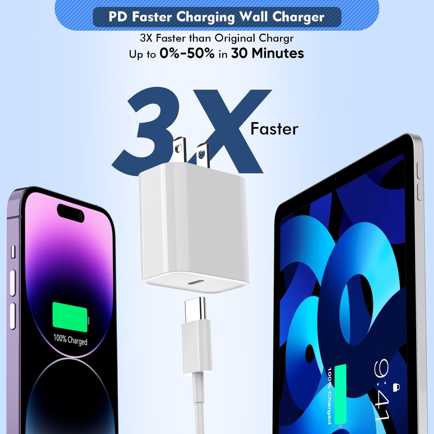Long Apple iPhone Fast Charger,Fast Charging iPhone 2Pack PD Type C Wall Charger Fast Charging Phone Adapter 6.6FT USB-C to Lightning Cable Apple Chargers for iPhone 14/13/12/Pro/Max/11/XR/X/8/SE/iPad