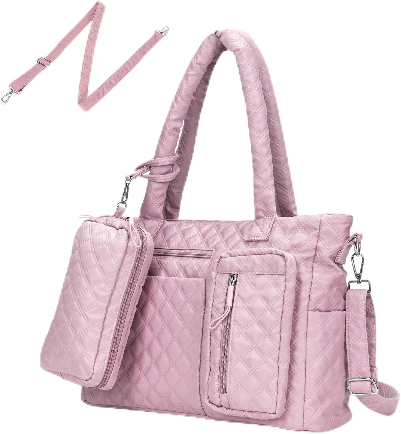 Tote Bag for Women Purses and Weekender Bags Quilted Shoulder Bags 2PCS with Zipper