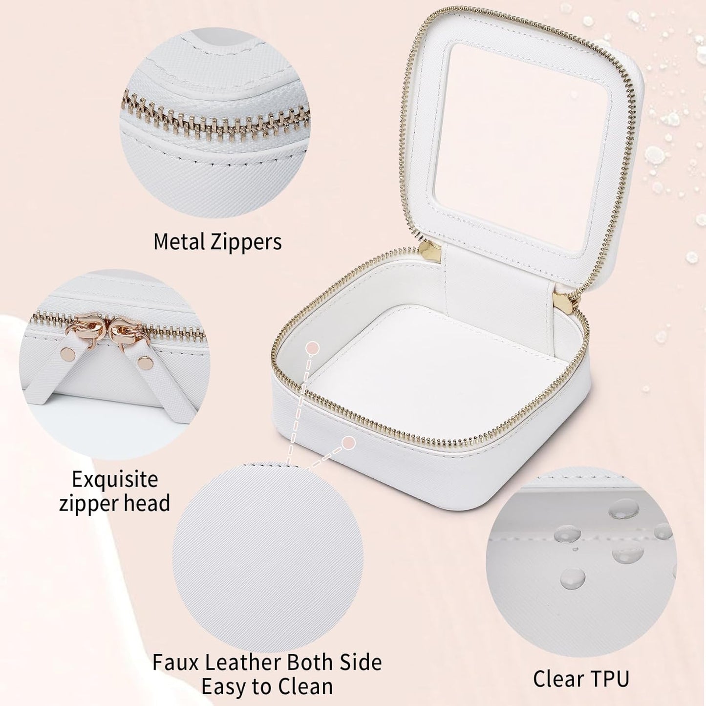 Small Clear Makeup Bag for Women Mini Cosmetic Bag Travel Toiletry Bag Purse Organizer with Zipper Car Essentials (White, Mini)