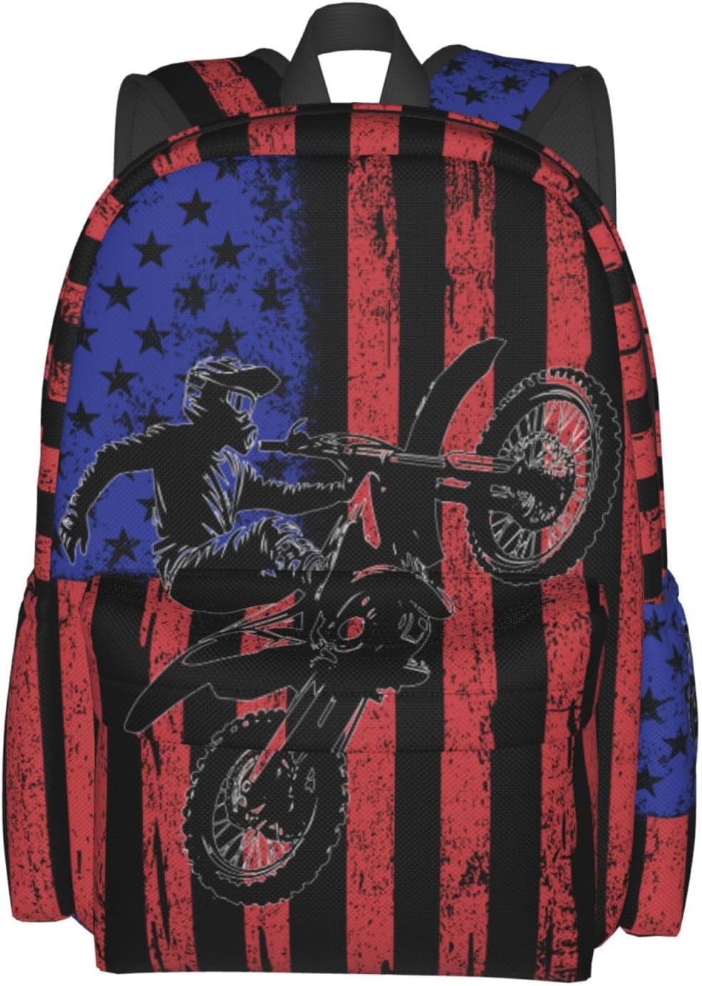 Motorcycle Flag Backpack School Bag Lightweight Bookbag Laptop Travel Daypack For Kids Girls Boys Teens