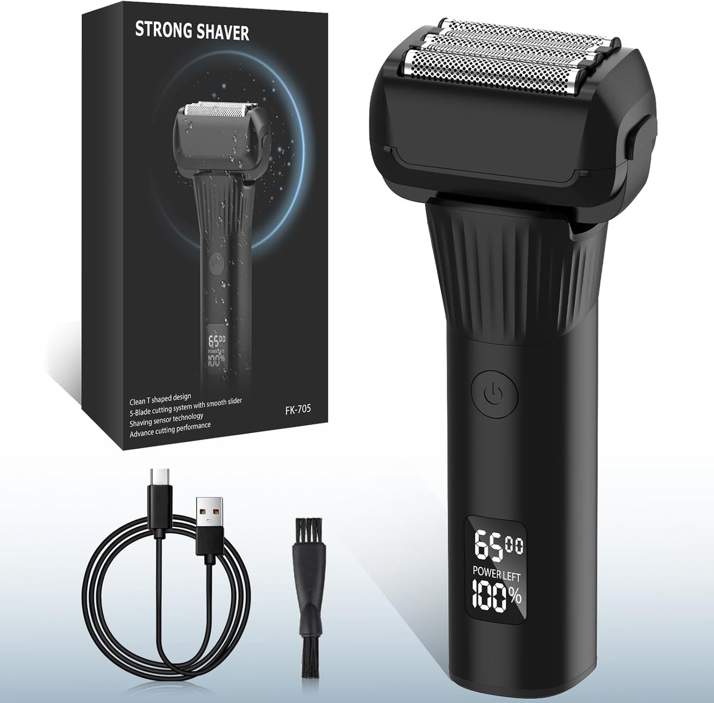 Electric Razor for Men, 2-Speed 5-Blade Electric Shavers for Men Face Cordless Rechargeable, Mens Foil Shaver Shaving Machine Wet Dry Men's Travel Razors for Man Close Shaving Face as Gift, Black