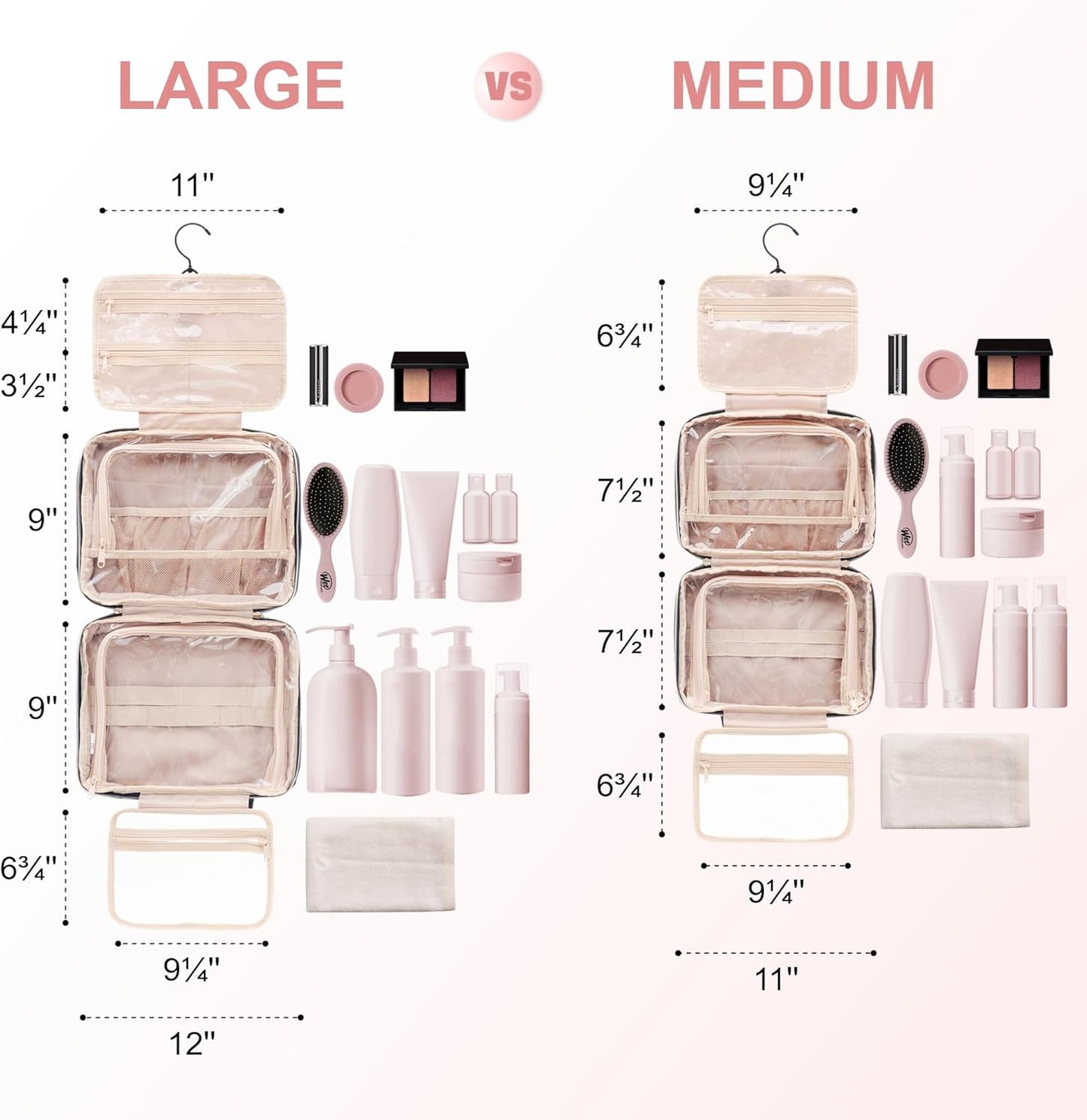 Everfun Hanging Travel Toiletry Bag for Women Traveling With Leakproof Compartment Makeup Cosmetic
