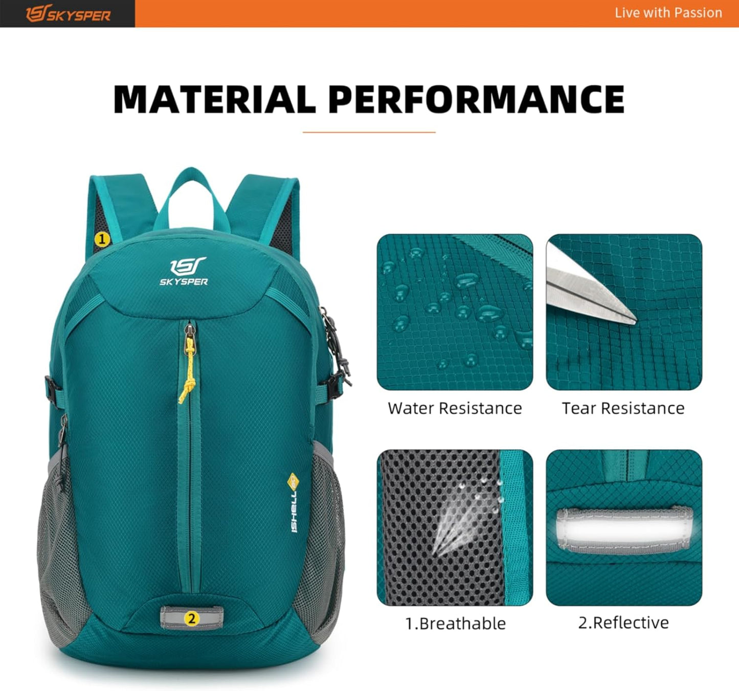 SKYSPER Packable Hiking Backpack - 20L Travel Backpack for Women Men Foldable Daypack Lightweight Nylon Small Bag