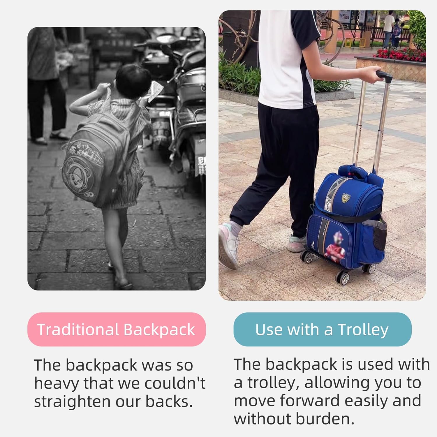 Backpack Trolley Wheeled Cart-Backpack Hand Truck with Luggage Strap,Aluminium Alloy Folding