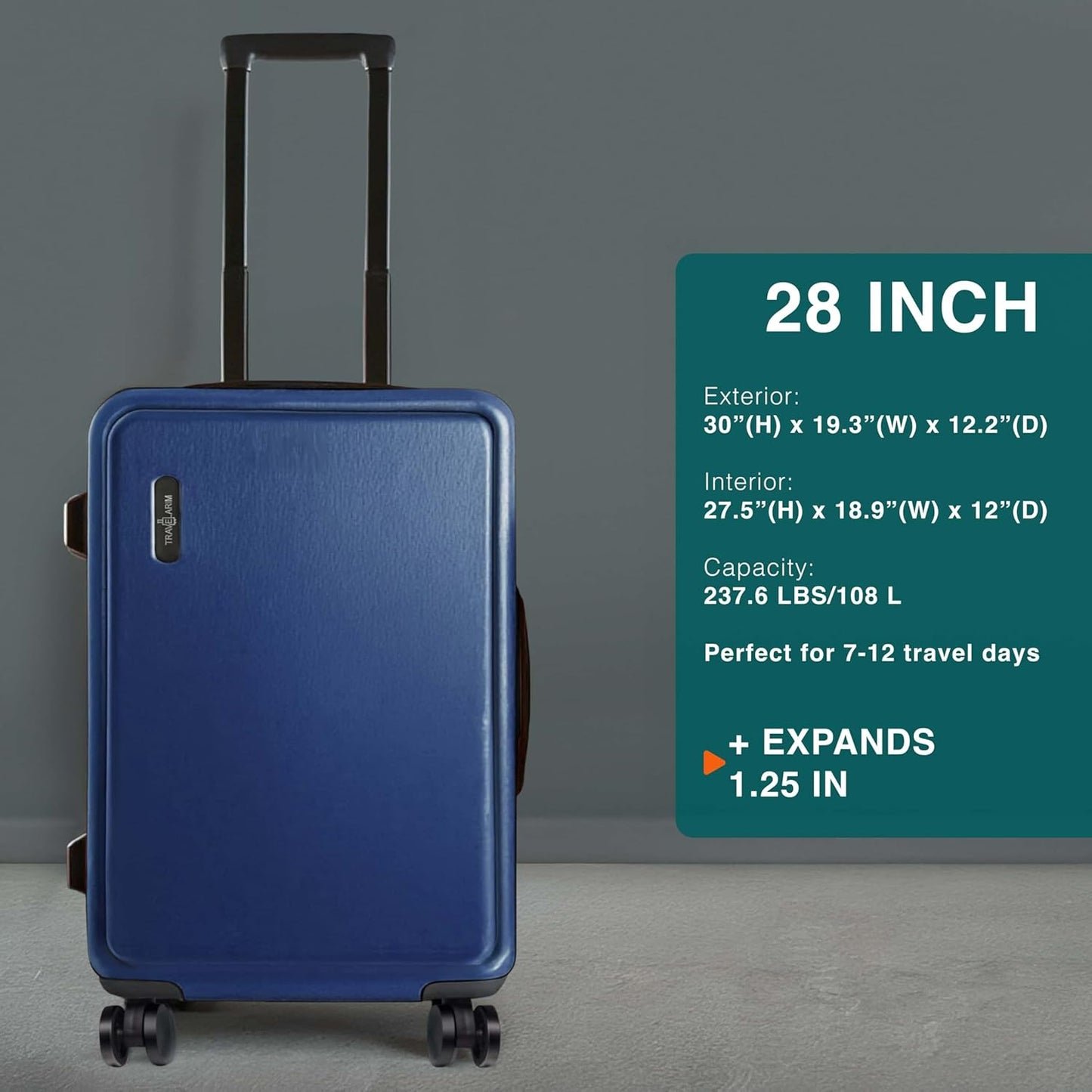 28 Inch Luggage with Spinner Wheels, Hard Shell Suitcase with TSA Locks for Luggage, Travel Large