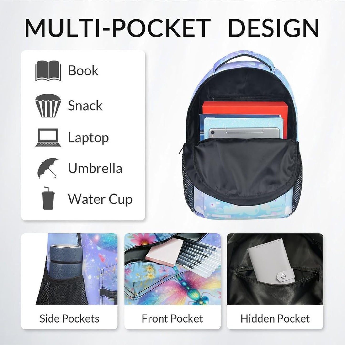 Kids Backpack for School - Girls Bookbag - Aesthetic Schoolbag with Adjustable Straps - 17 Inch Durable Back Pack School Supplies for Primary Preschool