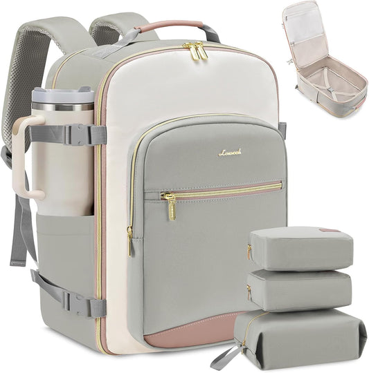 LOVEVOOK 50L Travel Backpack for Women & Men, Airline Approved Carry On Luggage with 3 Packing Cubes, TSA Overnight Bags, Waterproof Personal Item Bag, Weekender Essentials Backpacks fits 17" Laptop