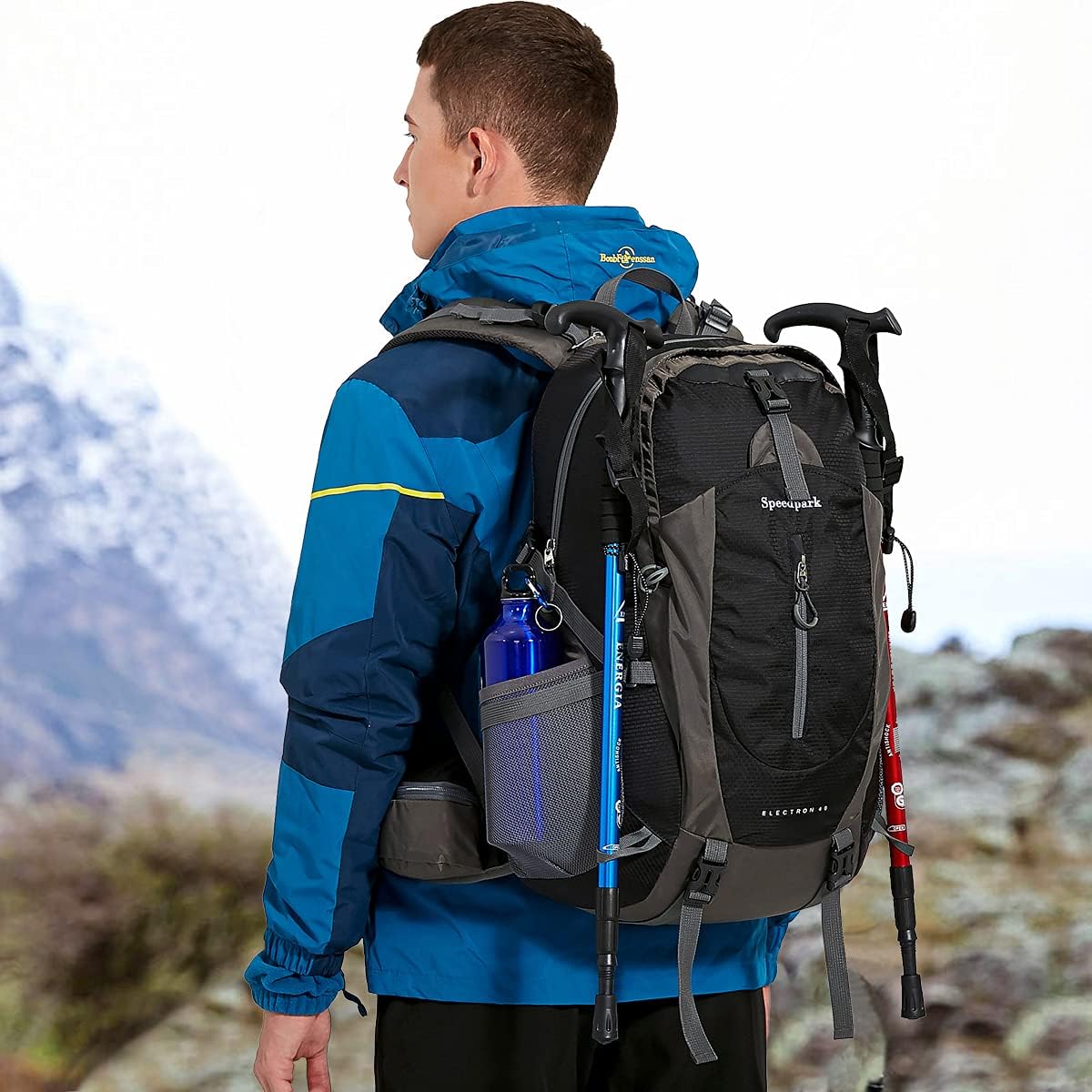 SPEEDPARK Hiking Backpack 40L Waterproof Hiking Daypack with Rain Cover, Outdoor Trekking Travel Backpacks for Men Women