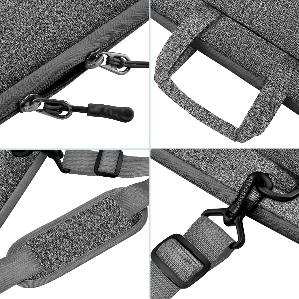 Laptop Case 15.6 inch Shoulder Bag, Durable Shockproof Protective Computer Carrying Briefcase with Multi-Pockets and Strap Compatible with Most 15.6 inch Notebooks,Dark gray