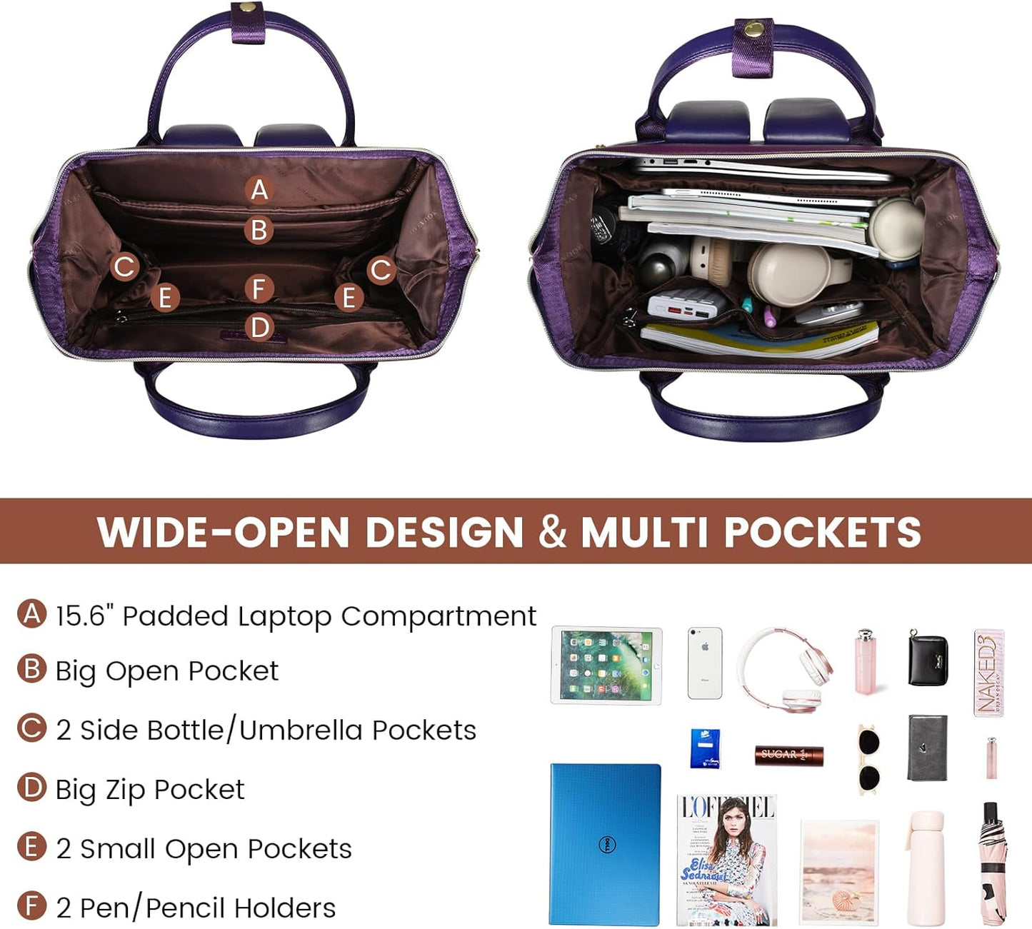 LOVEVOOK Leather Laptop Backpack