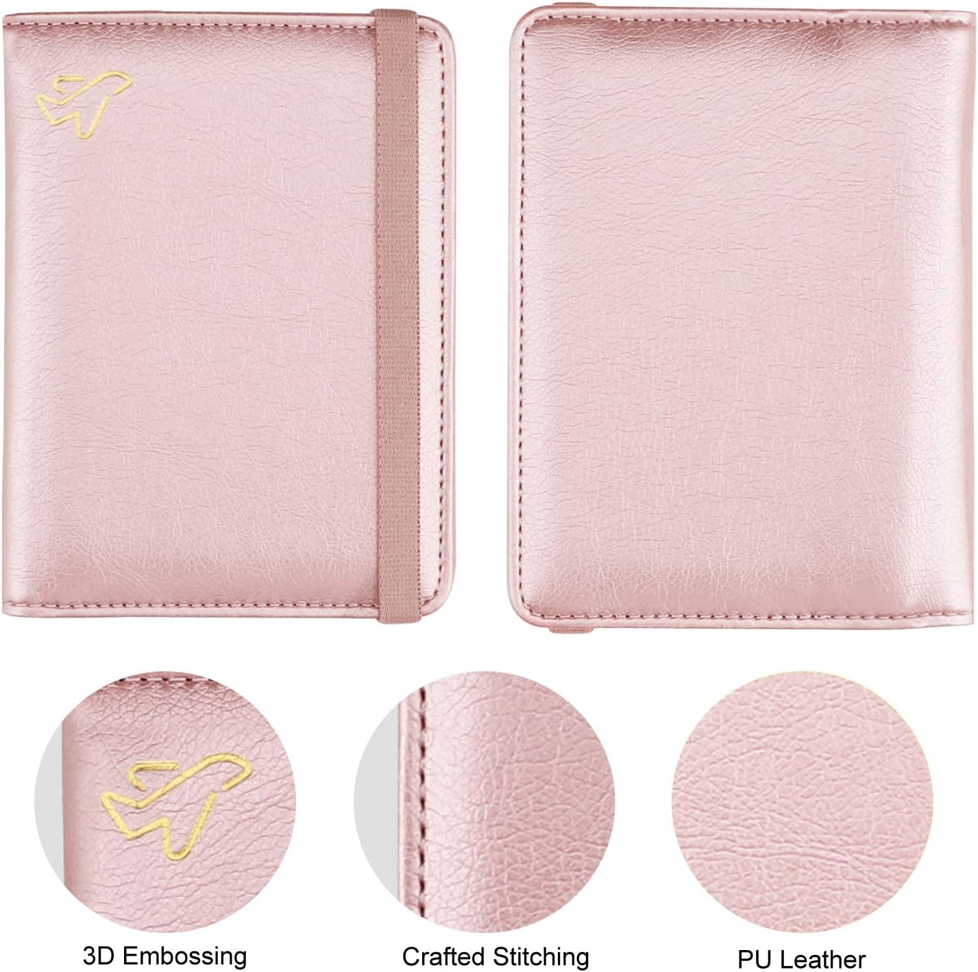WALNEW Passport Holder for Travel, RFID Passport Cover Wallet for Women Men, PU Leather Passport Book Card Holder Case with Pen, Travelling Essentials for Flying
