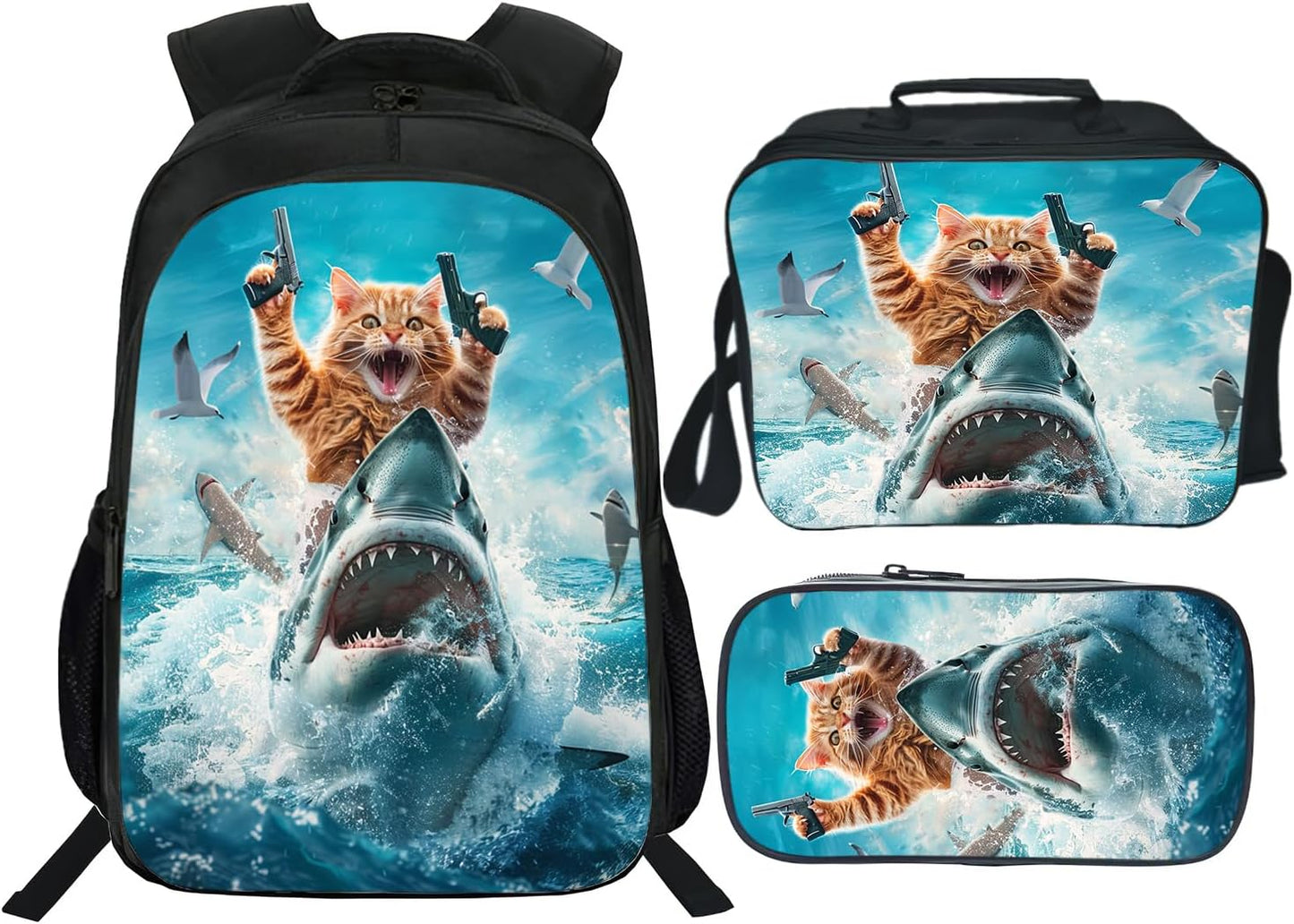 Kids Backpack School Bookbag 16inch Schoolbag With Lunch Box Bag And Pencil Case Set For Boys Girls