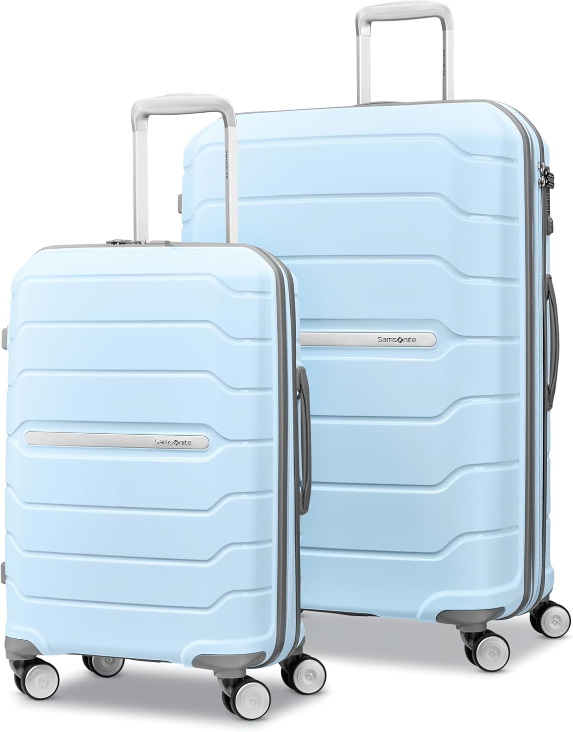 Samsonite Freeform 2-Piece Luggage Set - Carry-On & Large Checked Luggage with Dual Spinner Wheels - Durable Polypropylene Hardshell - TSA Lock, Airline-Approved - Expandable Hard Shell - Sky Blue