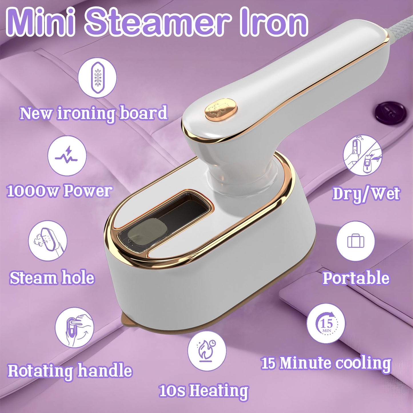 Travel Steamer Iron for Clothes Mini - Portable Ironing Machine Travel Small Size Portable Steamer