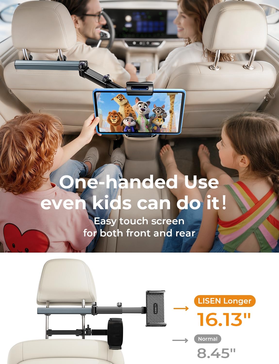 LISEN iPad Holder for Car Tablet Mount, Road Trip Essentials Kids Back Seat