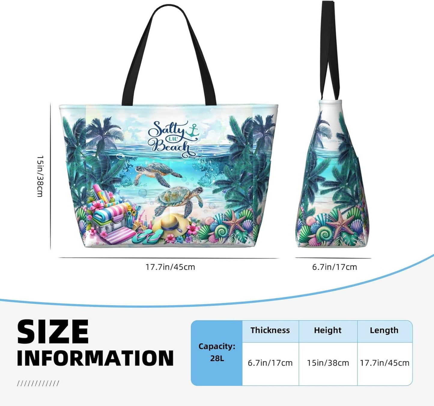 Large Beach Tote Bag Beach Bag Waterproof Sandproof Lightweight Women Tote