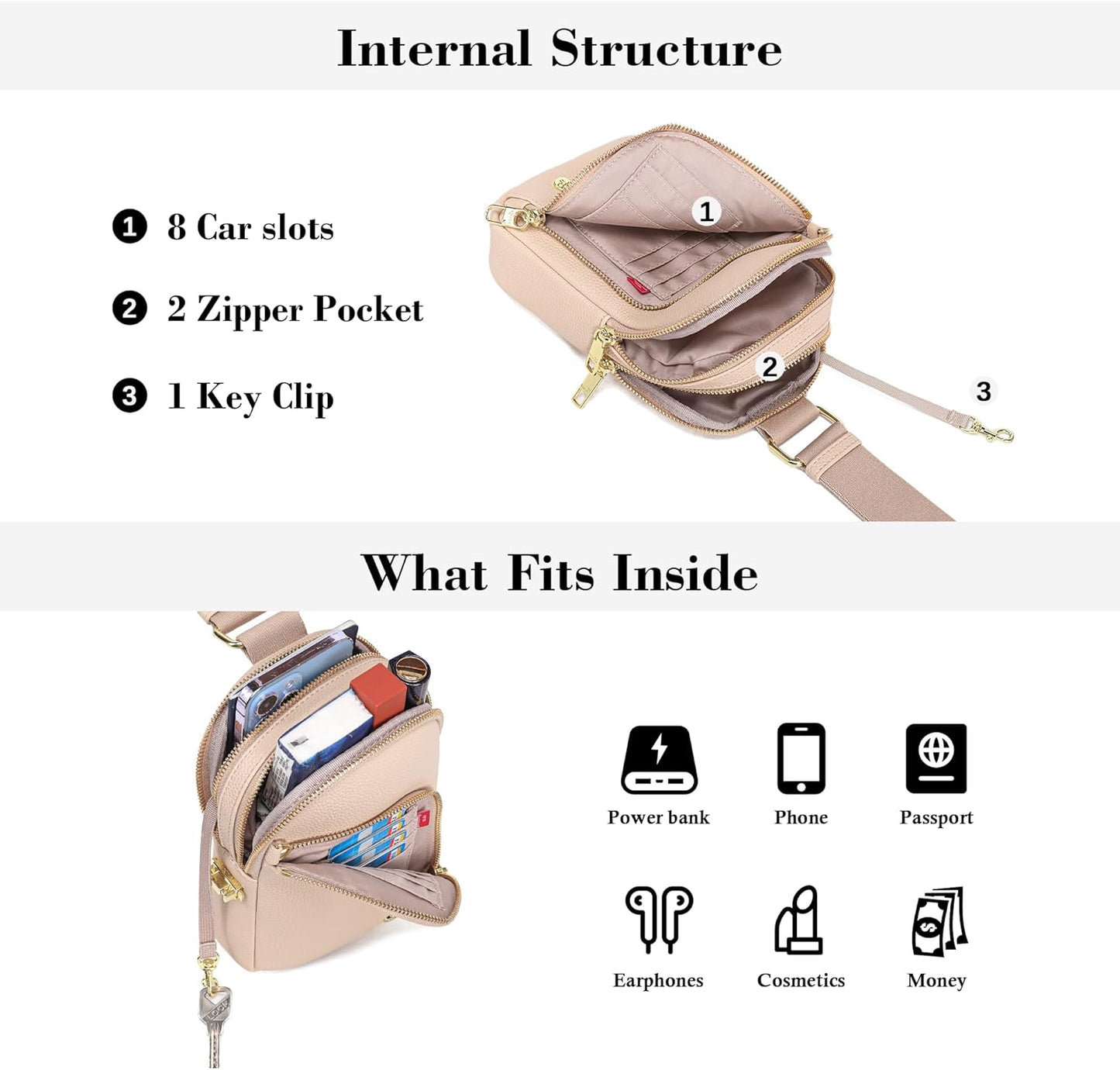 INICAT RFID Blocking Sling Bag Anti Theft Crossbody Bags for Women Travel Fanny Pack Cross Body for Woman Chest Bag