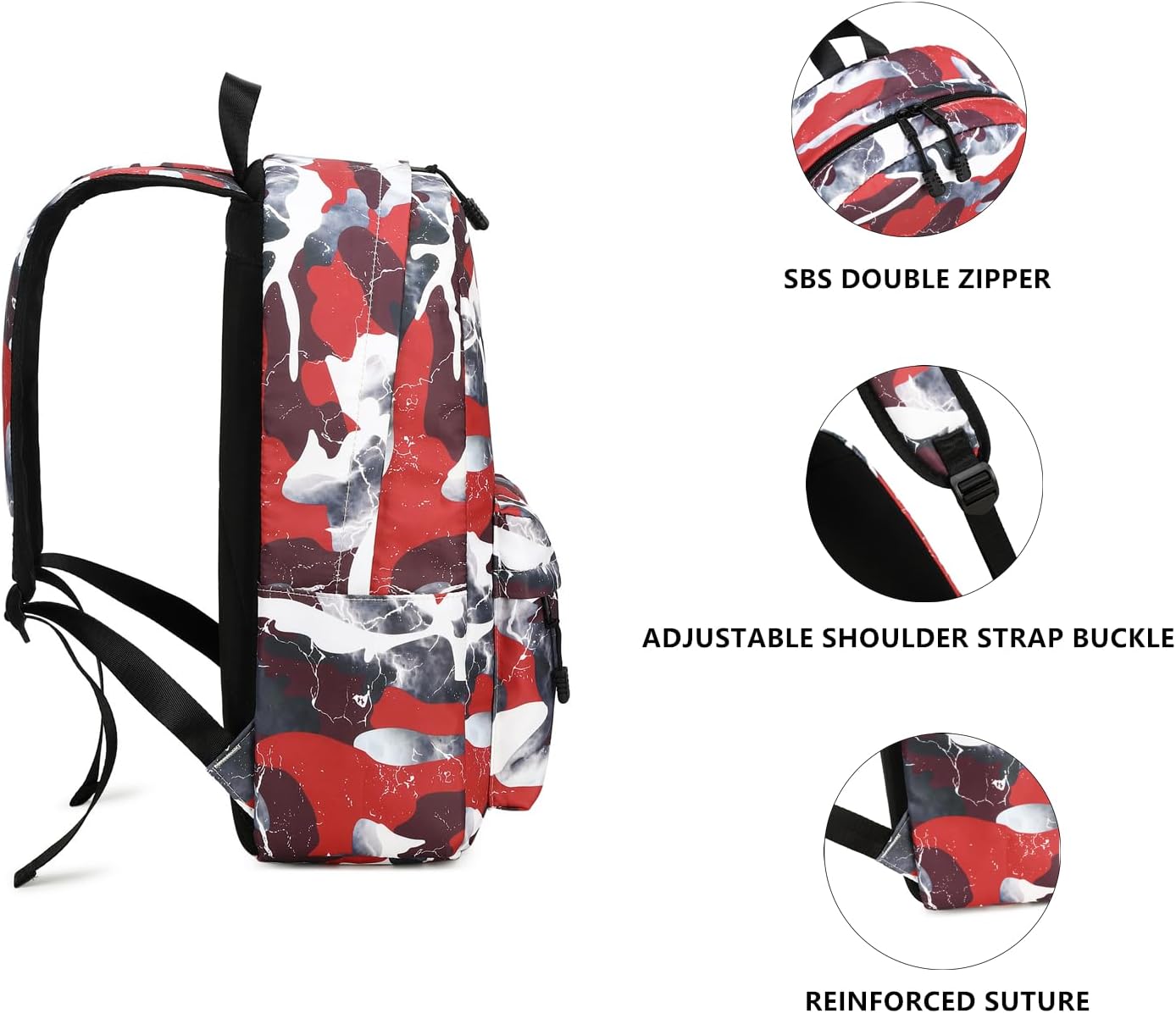 Lmwzh Backpack For Boys Girls Elementary Waterproof teen School Bags Kids Bookbag Lightweight Camo Red