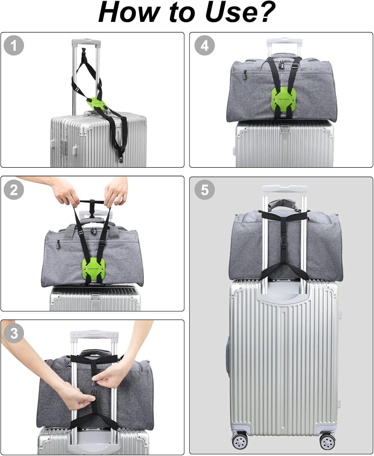 Luggage Straps, Bag Bungee, Luggage Bungee, Luggage Straps Suitcase Adjustable Belt, Adjustable and Portable Travel Suitcase Accessory (Green)