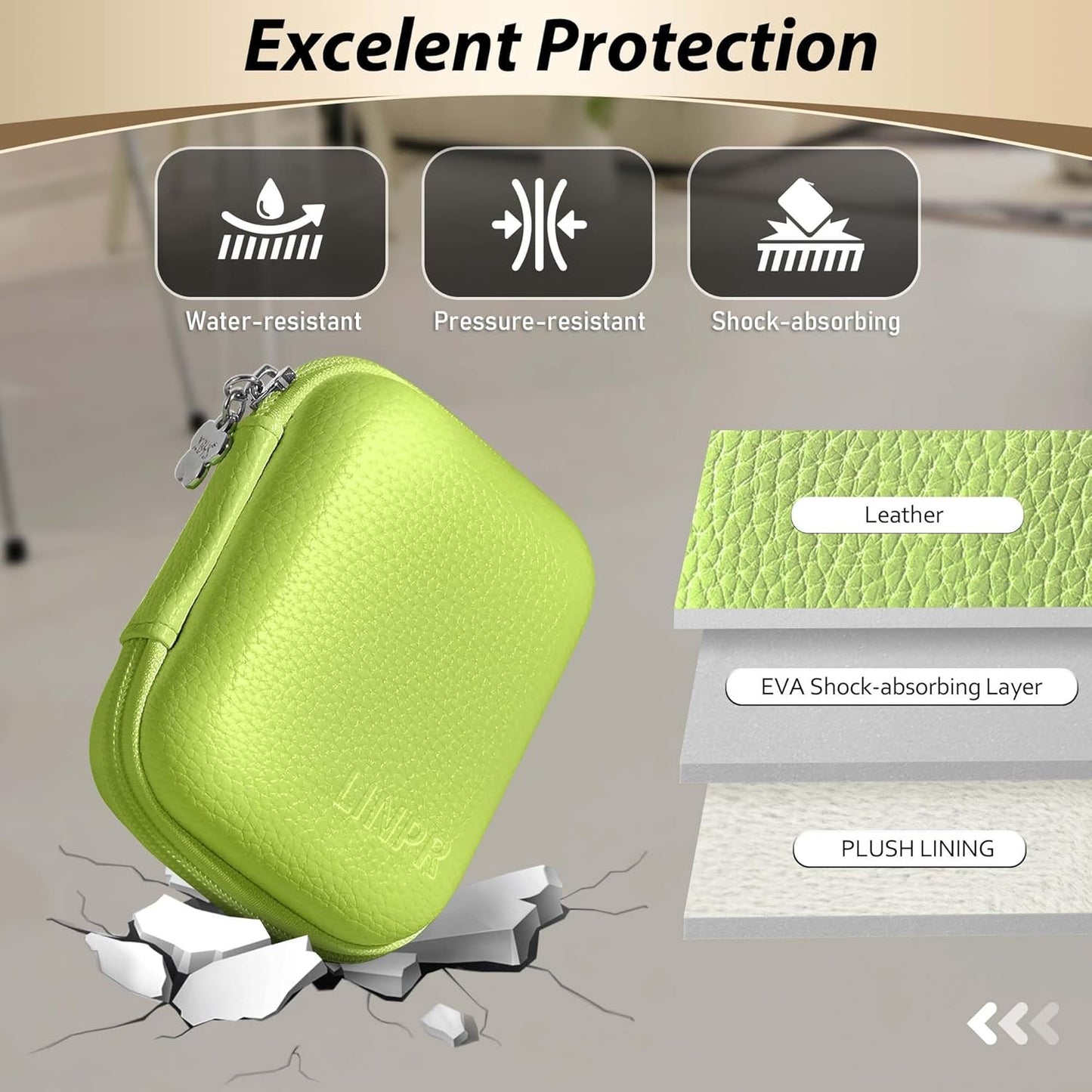 Digital Camera Case for CAMKORY, KODAK PIXPRO FZ45/FZ55, Canon IXUS 285 HS, Lecran, Small Travel Compact Camera Holder with Mesh Pocket for Accessories SD Card (Green)