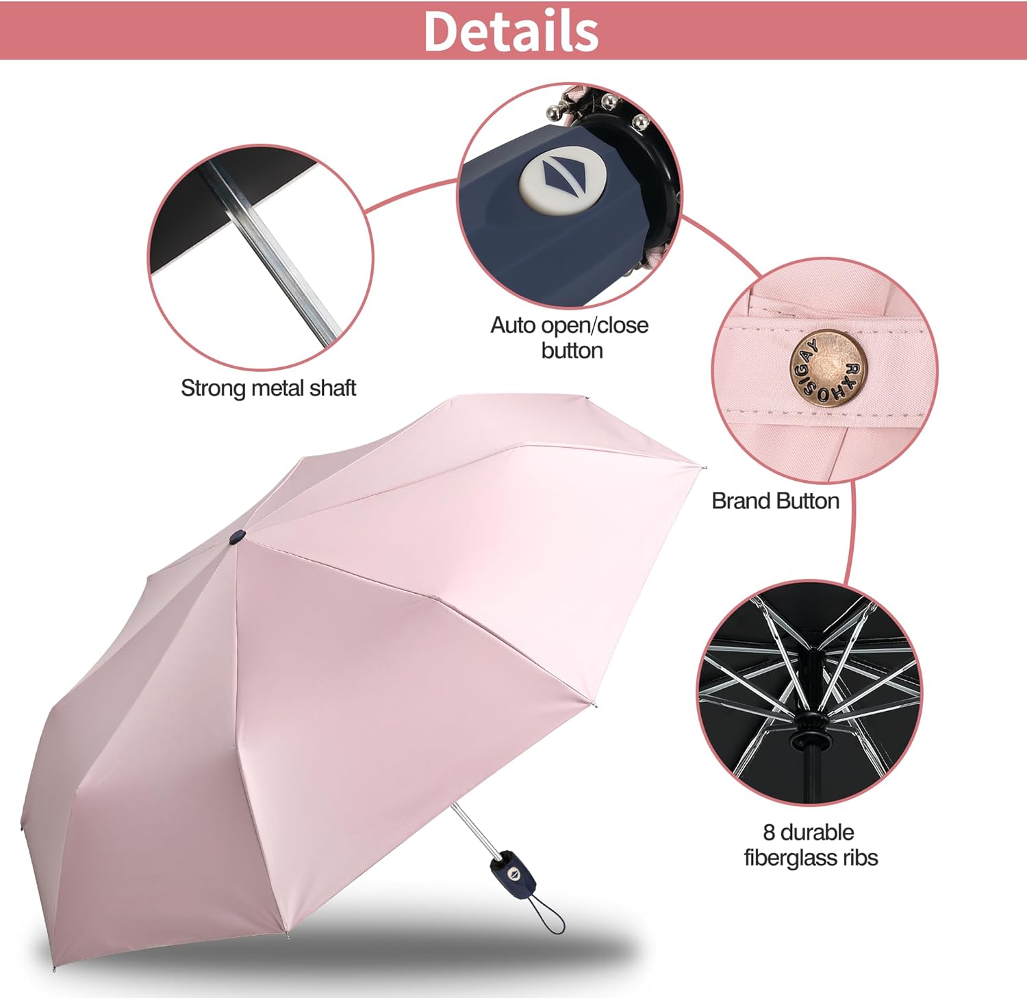 Color Glue Coating Sun Umbrella UV Protection Compact Folding Windproof Parasols Travel Auto Open