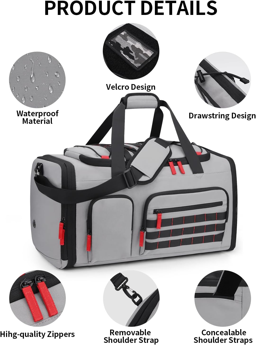 Gym Bags for Men Women, 45L Sports Travel Duffle Bag with Shoe Compartment, 3 in 1 Weekener