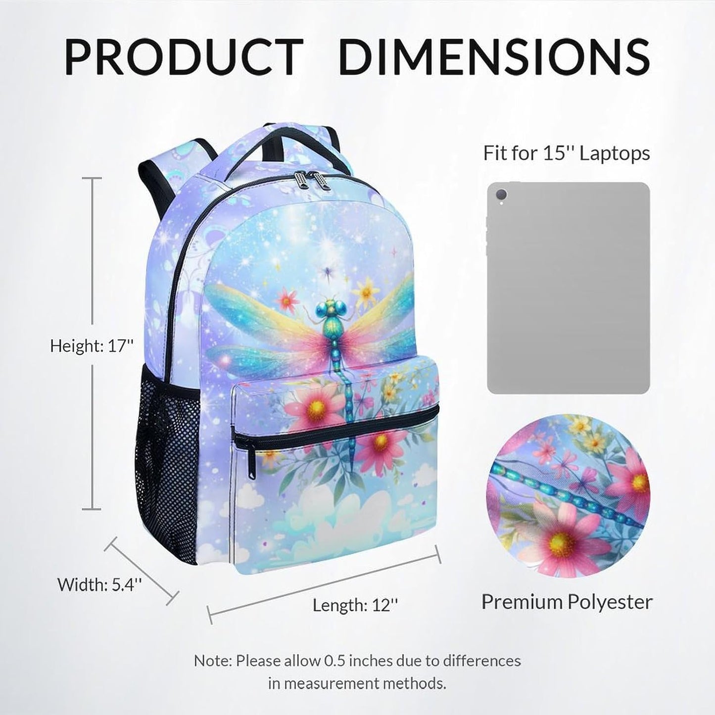Kids Backpack for School - Girls Bookbag - Aesthetic Schoolbag with Adjustable Straps - 17 Inch Durable Back Pack School Supplies for Primary Preschool