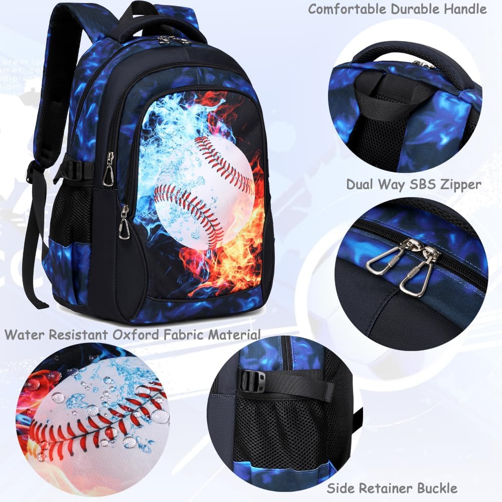 Meisohua Backpack for Boys Elementary Middle School Bags for Boy Kids Bookbags Teenager Casual Daypack Water Resistant Baseball Backpack