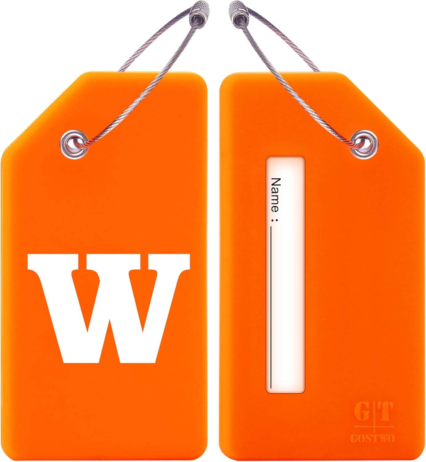 Gostwo 2 Pack Silicone Luggage Tags for Suitcases, 26 Initial Letter Baggage Labels Handbag School