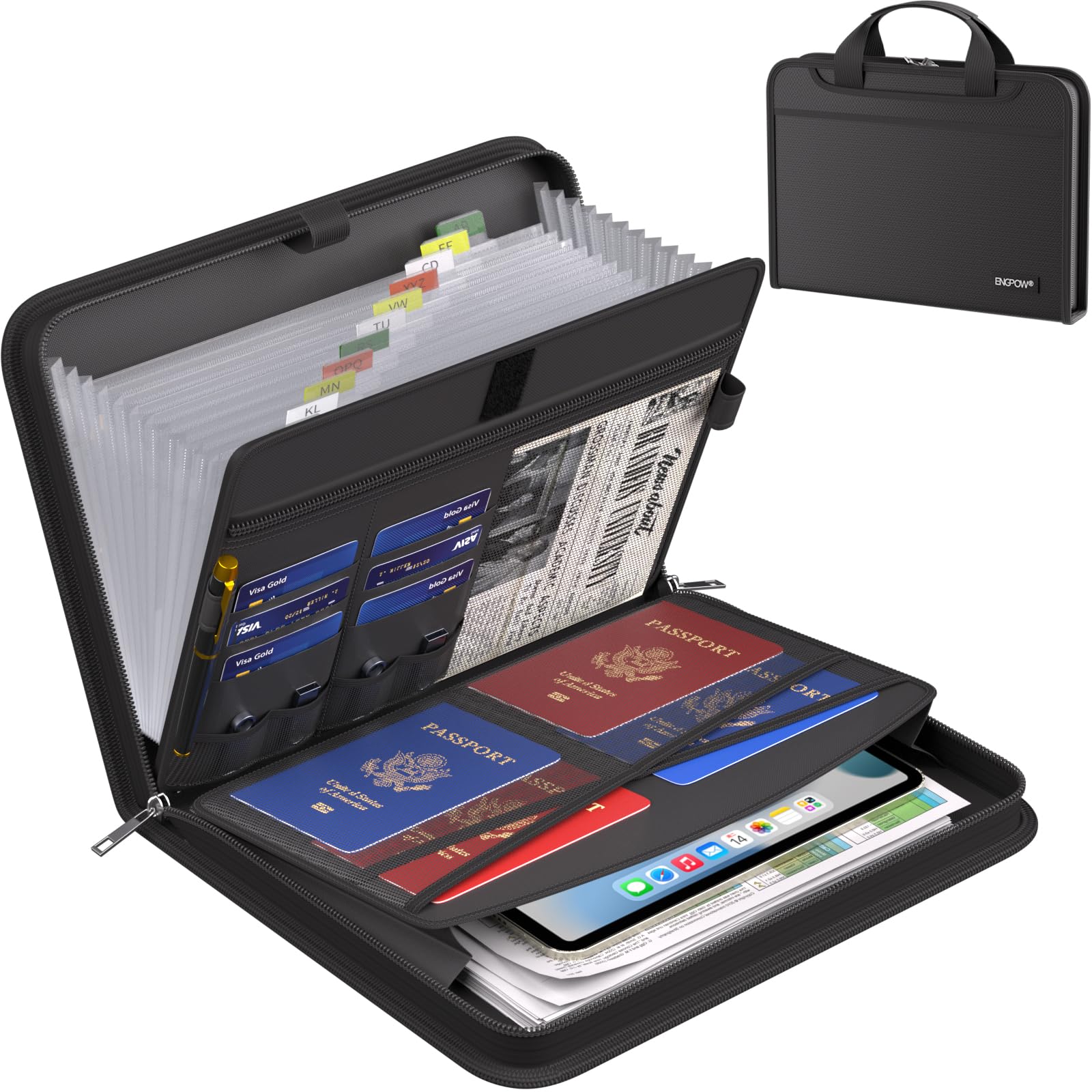 ENGPOW Accordion File Organizer, Fireproof Expanding File Folder with 13 Pockets Document Organizer