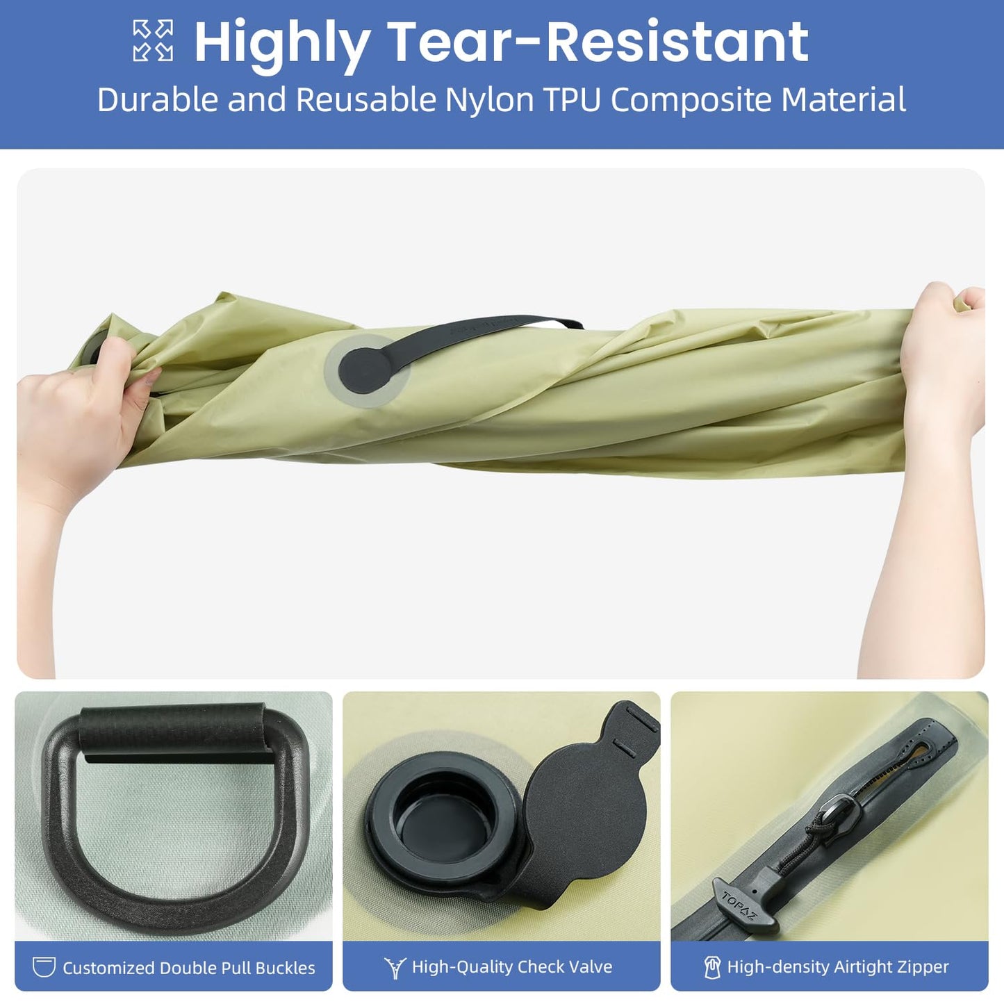 BAGAIL TPU Vacuum Bag for Travel, Reusable Compression Bag with IPX8 Waterproof Zipper, Save Space