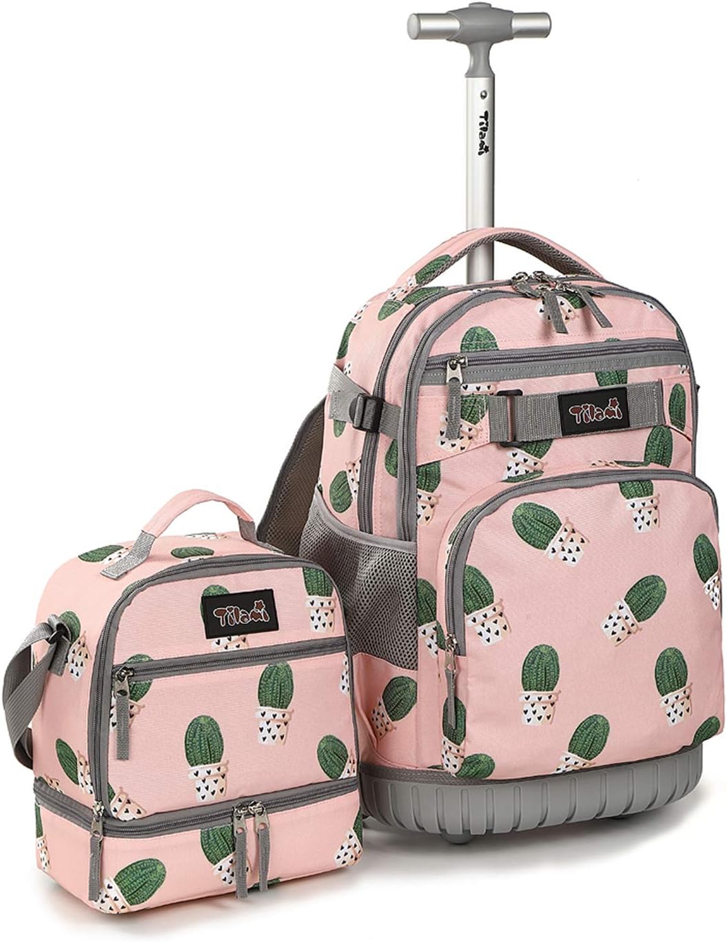 Tilami Rolling Backpack 19 inch with Lunch Bag Wheeled Laptop Backpack (Cactus)