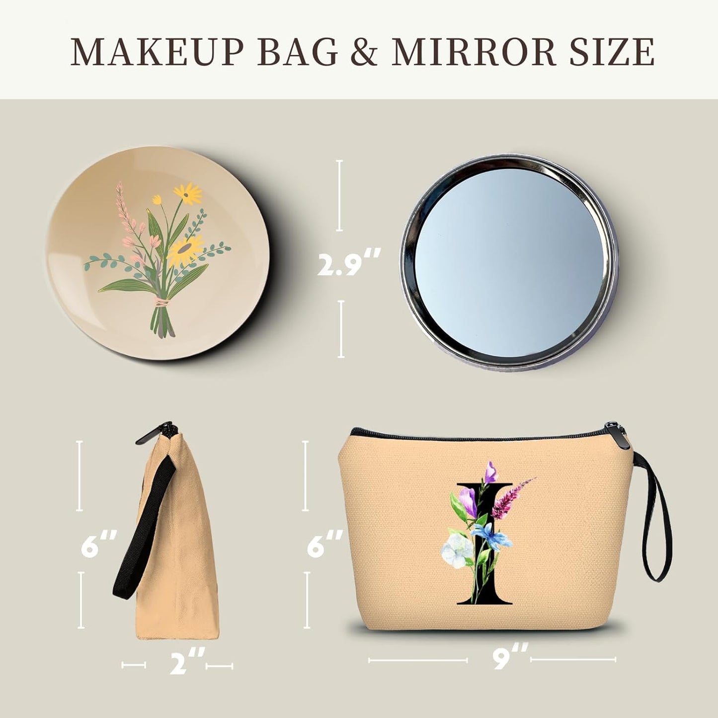 Birthday Inspirational Bridesmaid Proposal Team Small Gifts for Women Mom Aunt Teacher Sister Coworkers Makeup Cosmetic Bag Travel with Mirror Mothers Day Christmas Graduation I