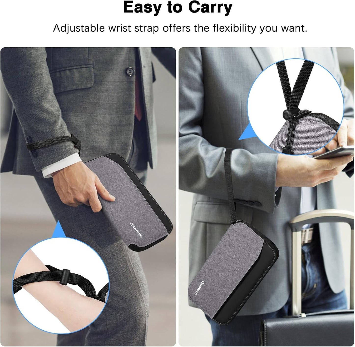 MoKo Family Passport Holder for 5, RFID Blocking Passport Wallet for Men Women, Travel Wallet