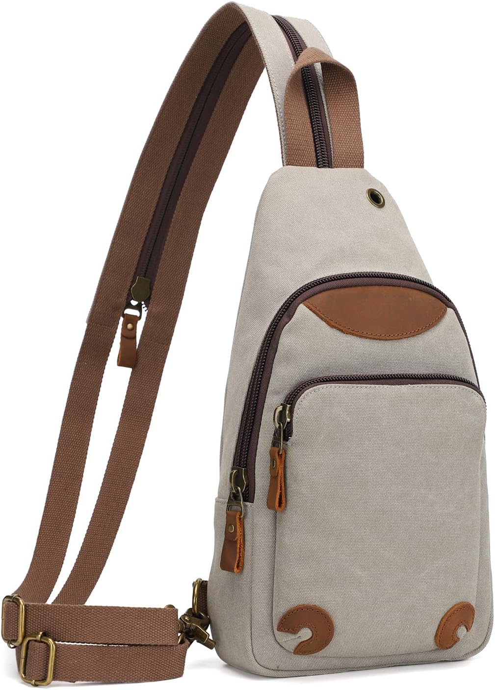 KL928 Canvas Sling Bag Crossbody Backpack Shoulder Casual Rucksack for Men Women,Leaden