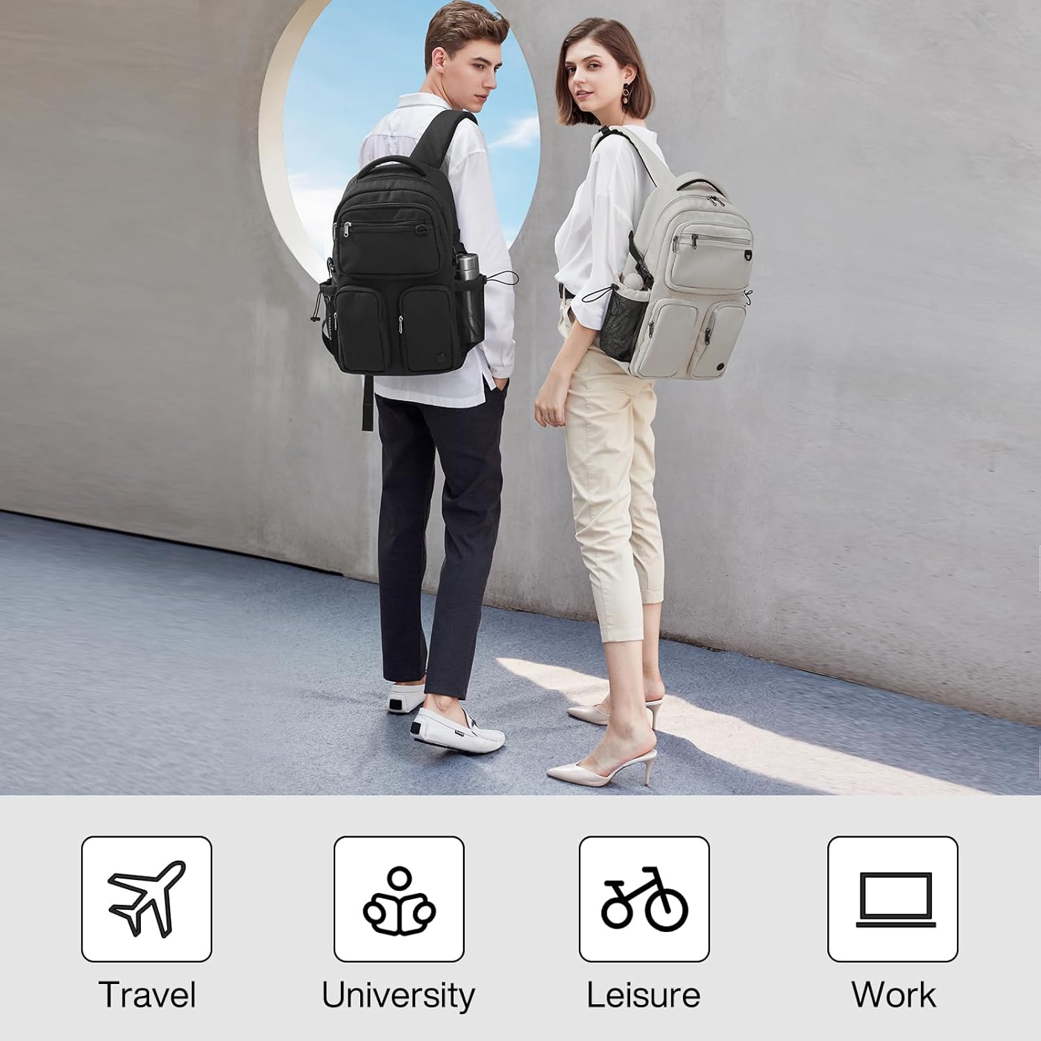 mixi Travel Laptop Backpack, Lightweight Durable School Bookbag Men Woman 15.6" Computer Bag, Water