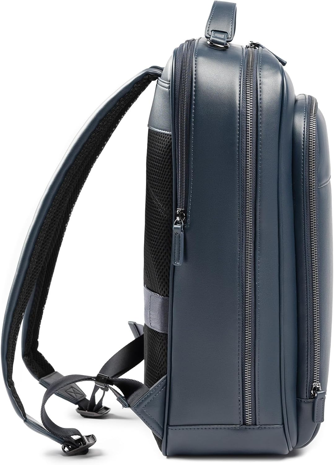 Maverick & Co. Windsor Men’s Leather Laptop Backpack – Work, Travel, Tech, Business, Nylon, Stylish College Daypack (Navy)