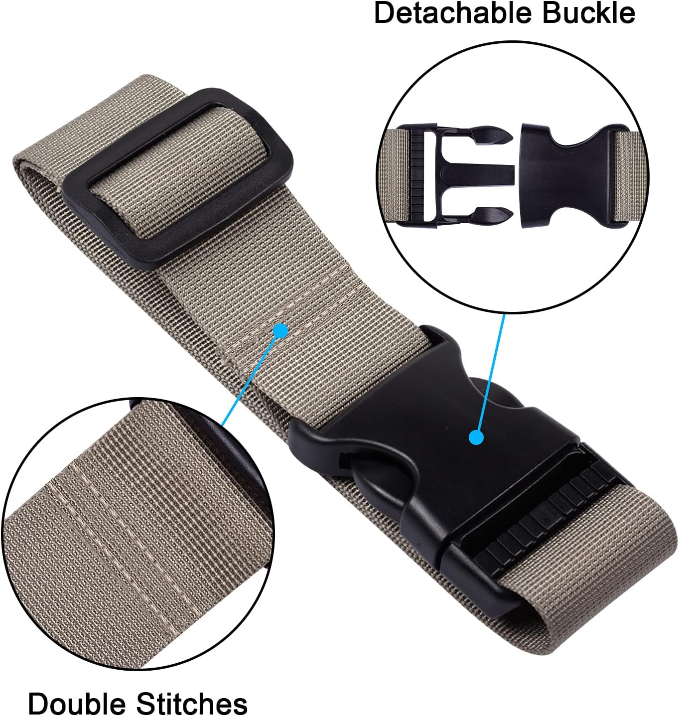 Wisdompro 2 Pcs Add a Bag Luggage Strap, Heavy Duty Adjustable Suitcase Belt Travel Attachment