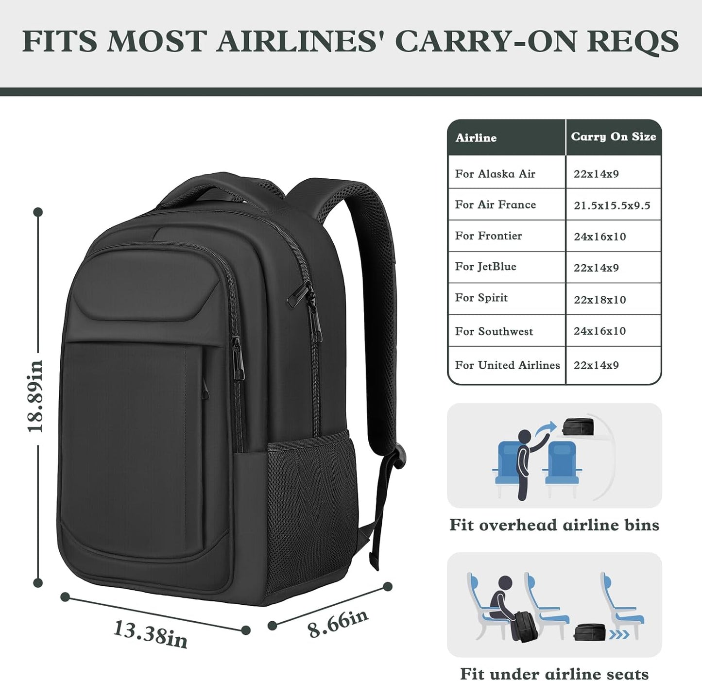 Travel Backpack For Men, Laptop Backpack,17 Inch Extra Large Laptop Bag Airline Approved for Business Work College School Backpack, Travel Daypack Bag Gifts for Men, Black